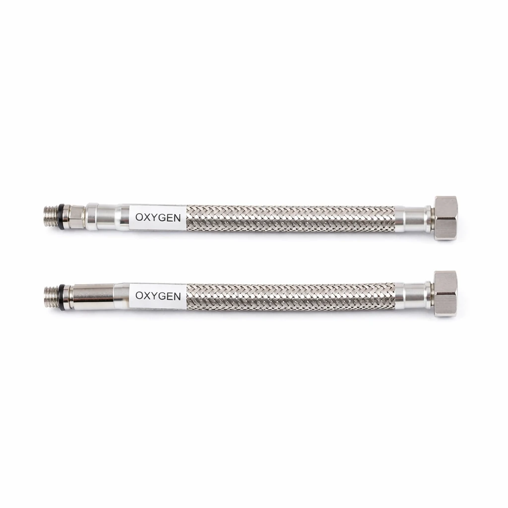 شیلنگ آلومینیوم تکپایه M8 طول 60 سانت 1/2 ضدزنگ بسته 2 عددی