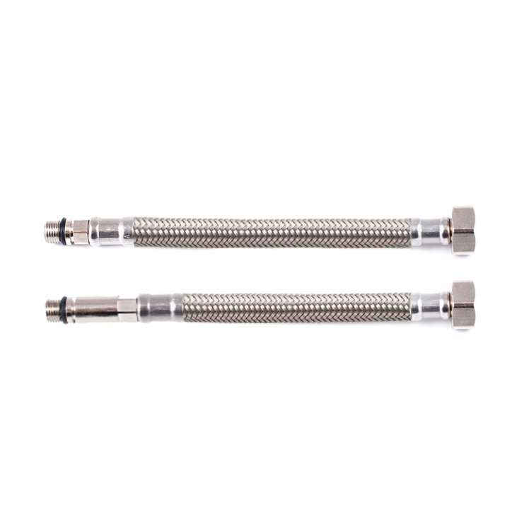 شیلنگ طرح استیل تکپایه M8 طول 50 سانت 1/2 ضدزنگ بسته 2 عددی