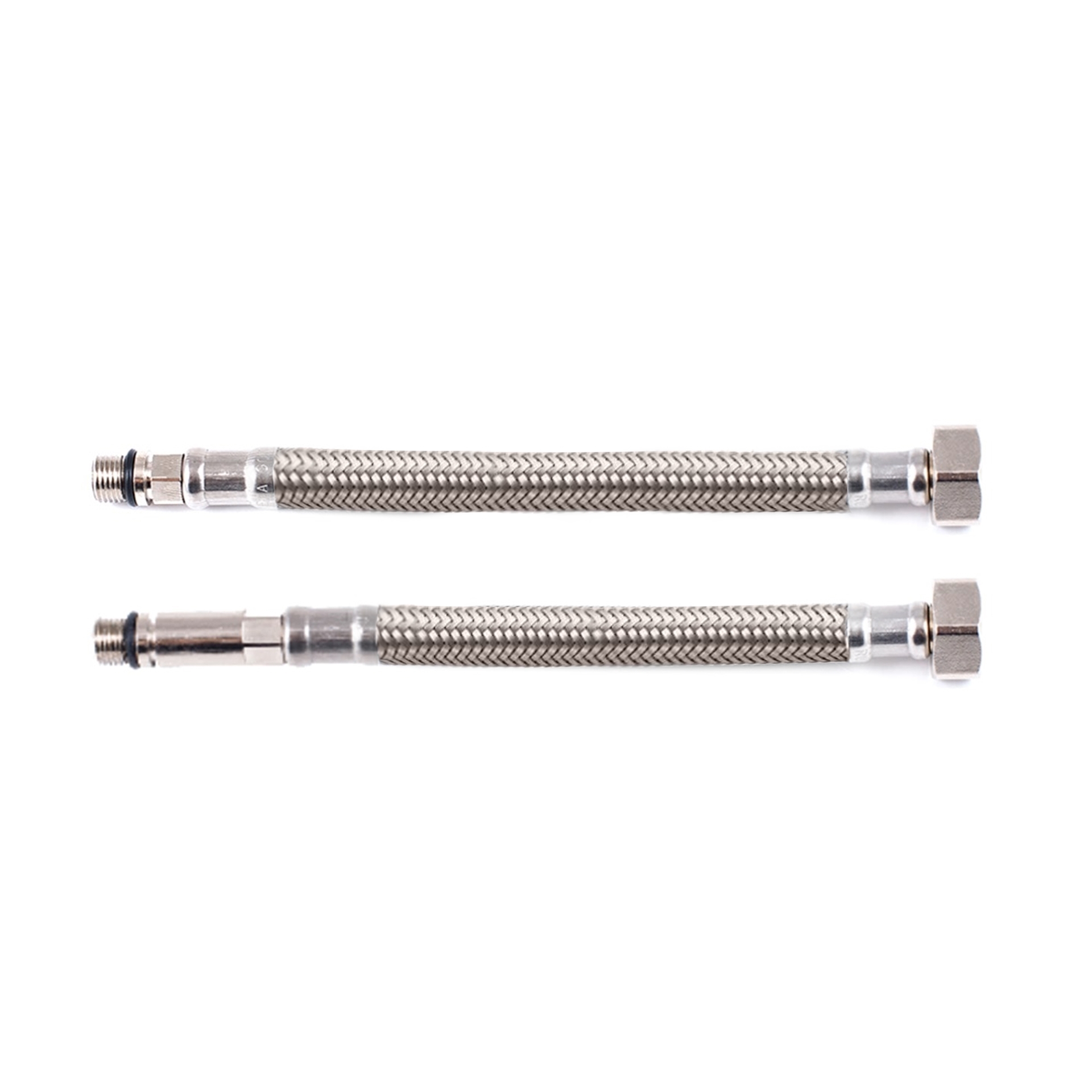 شیلنگ طرح استیل تکپایه M8 طول 50 سانت 1/2 ضدزنگ بسته 2 عددی